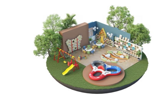 3D立体风格幼儿园儿童乐园娱乐室装修效果图1325631免抠图片素材