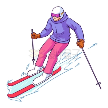 卡通滑雪运动员正在滑雪7524071矢量图片免抠素材