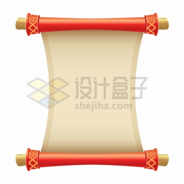 中国风卡通复古卷轴圣旨png图片素材