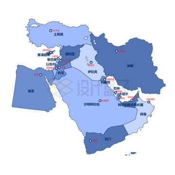 西亚中东地区各国地图1944112矢量图片免抠素材
