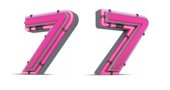 C4D风格粉红色3D立体数字七7艺术字体394255免抠图片素材