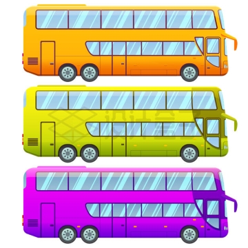 3种颜色的双层大巴大客车巴士侧面图2468485矢量图片免抠素材