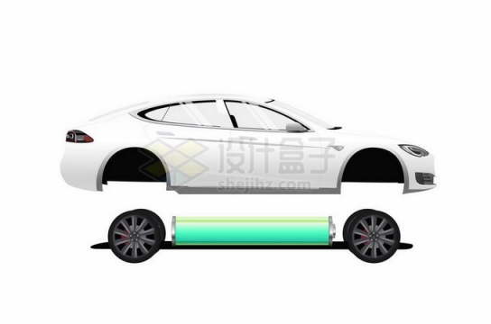 白色电动汽车和电池汽车底盘结构图5409348矢量图片免抠素材