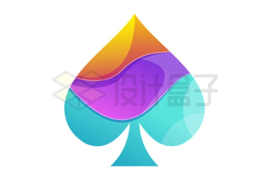 彩色色块抽象扑克牌黑桃logo设计方案7739505矢量图片免抠素材