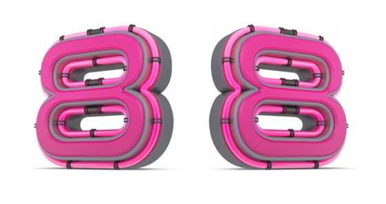 C4D风格粉红色3D立体数字八8艺术字体142154免抠图片素材