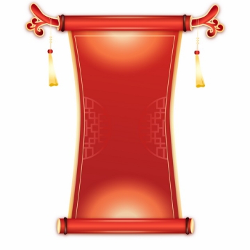 新年春节中国风红色锦旗卷轴760978图片免抠素材