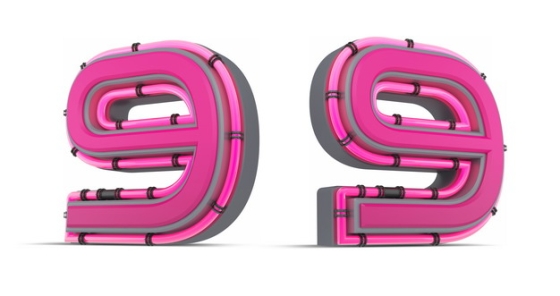 C4D风格粉红色3D立体数字九9艺术字体903306免抠图片素材
