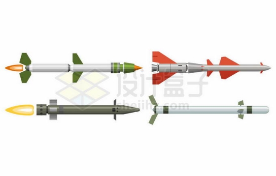4款卡通空对空导弹格斗导弹空战武器2596172矢量图片免抠素材