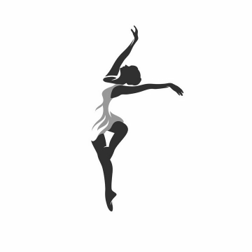 黑白色风格正在跳芭蕾舞的优雅美女png图片免抠矢量素材