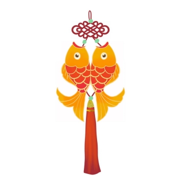 中国传统新年春节双鱼挂饰图案2111092图片免抠素材