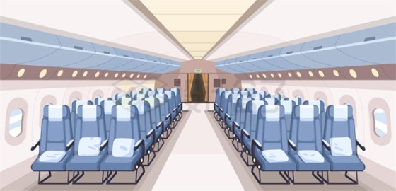 卡通风格飞机座舱内部座位分布示意图7397426矢量图片免抠素材
