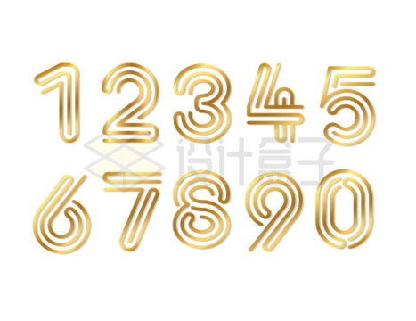 金色线条组成的数字字体艺术字1319319矢量图片免抠素材