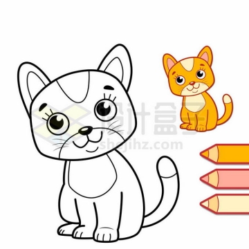 卡通猫咪填颜色游戏儿童画板涂色游戏5658925矢量图片免抠素材