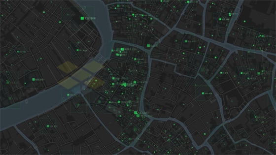 暗黑风格城市地图和发光的绿点3791001矢量图片免抠素材