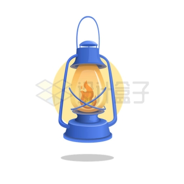 一盏蓝色的煤油灯复古照明灯具4383759矢量图片免抠素材