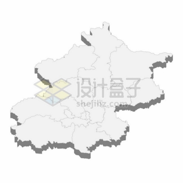 北京市地图3D立体阴影行政划分地图103044png矢量图片素材
