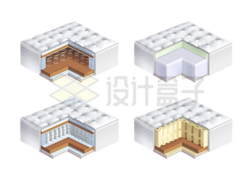 4种不同内部结构的床垫剖面图1243502矢量图片免抠素材