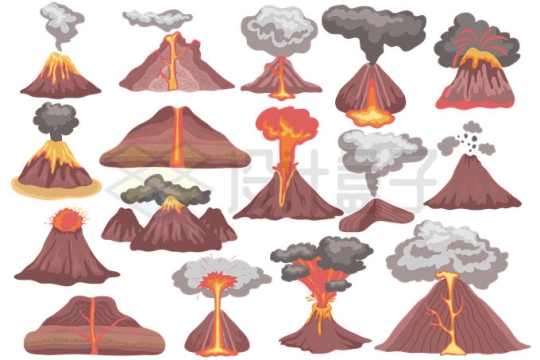 各种卡通火山喷发9851122矢量图片免抠素材