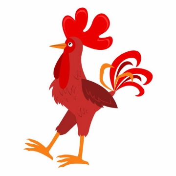 卡通红色的公鸡png图片免抠矢量素材