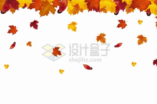 秋天飘落的红色黄色橙色棕色树叶枫叶png图片素材