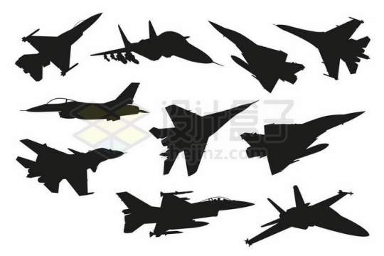 F16苏27歼15F18等战斗机剪影8995655矢量图片免抠素材免费下载