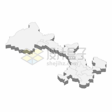 甘肃省地图3D立体阴影行政划分地图398865png矢量图片素材
