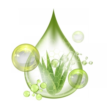 绿色水滴中的芦荟护肤品水润广告插画676494免抠图片素材