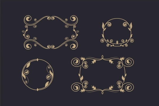  Vintage style branch gold decorative frame picture cut free vector material
