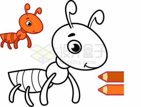 卡通蚂蚁填颜色游戏儿童画板涂色游戏9980508矢量图片免抠素材
