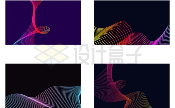 4款抽象渐变色线条组成的波浪线装饰物3582269矢量图片免抠素材