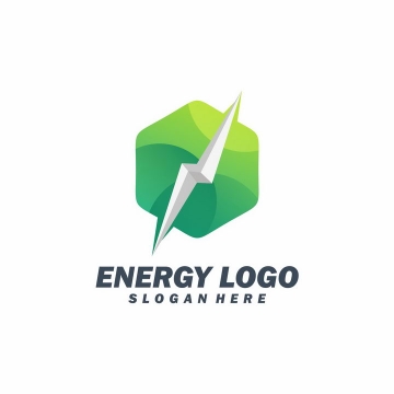 绿色闪电六边形LOGO设计方案图片免抠矢量素材