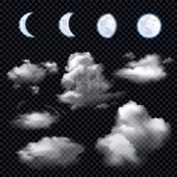 不同月相的月亮和夜空中的云朵白云216896png矢量图片素材