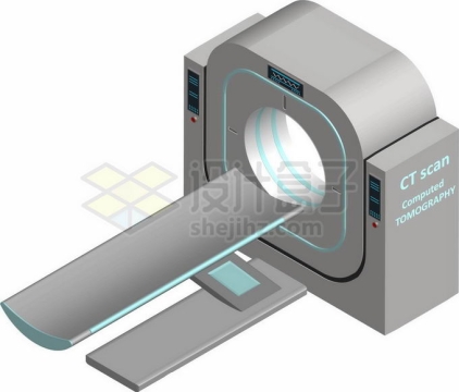 3D风格银灰色CT机电子计算机断层扫描拍片机医院设备9695418矢量图片免抠素材