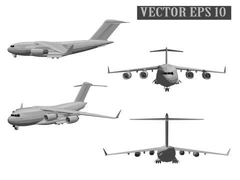4个不同角度的运20运输机飞机图片免抠素材