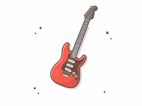 MBE风格红色吉他音乐乐器png图片免抠矢量素材