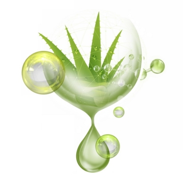 绿色水滴中的芦荟护肤品广告插画220324免抠图片素材