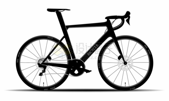 一辆黑色的山地自行车运动自行车侧视图8518564矢量图片免抠素材
