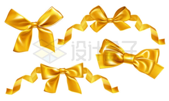 4款金色的蝴蝶结装饰7515701矢量图片免抠素材