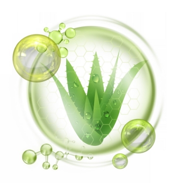 绿色气泡中的芦荟护肤品水润广告插画697982免抠图片素材
