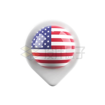 圆球美国国旗白色定位标志3D模型2105841PSD免抠图片素材