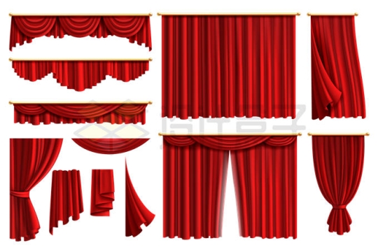 各种各样的红色舞台幕布帷幕装饰8676494矢量图片免抠素材