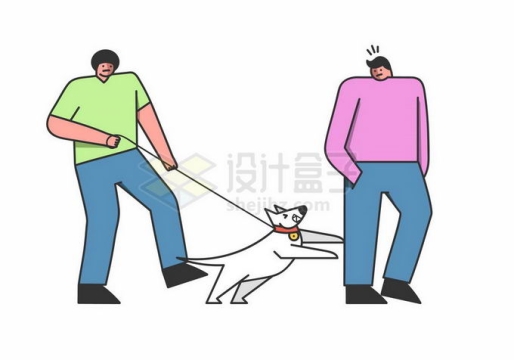 遛狗的时候宠物狗咬人文明养狗插画3707580矢量图片免抠素材