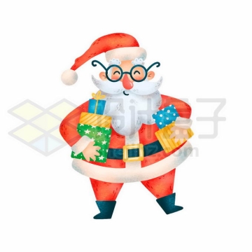 抱着礼物的卡通圣诞老人6989207矢量图片免抠素材免费下载