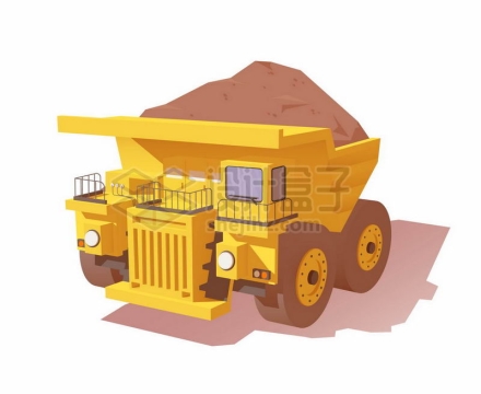 装满矿石的黄色大型矿车插画8214989矢量图片免抠素材
