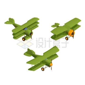 2.5D风格一战时期的双翼机战斗机4382048矢量图片免抠素材