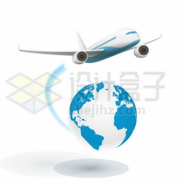 飞跃蓝色地球的大型客机飞机象征环球旅行4010608矢量图片免抠素材免费下载