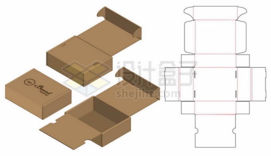 一个纸盒鞋盒包装展开图设计4477432矢量图片免抠素材