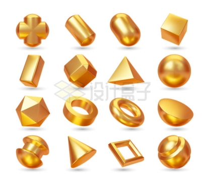 各种金色黄金打造的立方体3D模型3230540矢量图片免抠素材