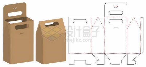 一个手提盒纸盒子包装展开图设计折叠方法3000961矢量图片免抠素材