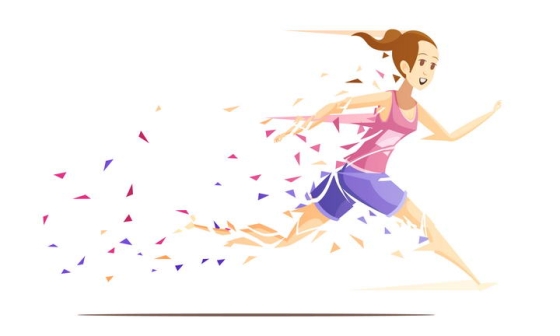 碎片碎纸风格卡通奔跑的女孩子运动员图片免抠素材